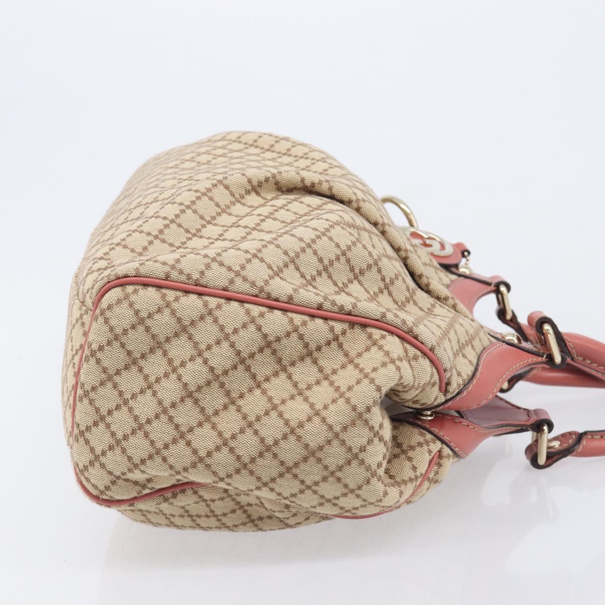 GUCCI Diamante Sukey Hand Bag Canvas Beige Gold Tone 211944 Auth 207934V