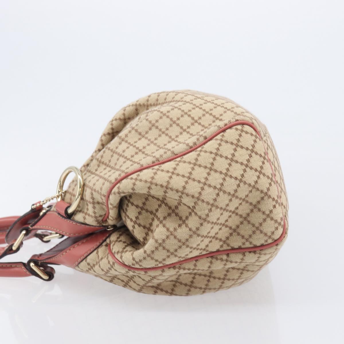 GUCCI Diamante Sukey Hand Bag Canvas Beige Gold Tone 211944 Auth 207934V