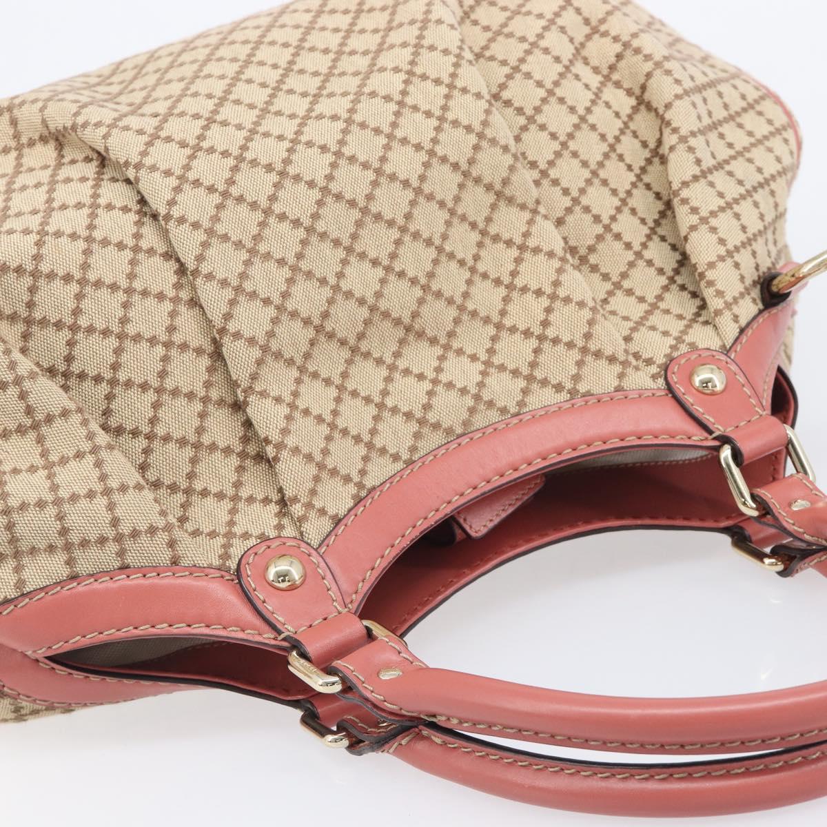 GUCCI Diamante Sukey Hand Bag Canvas Beige Gold Tone 211944 Auth 207934V