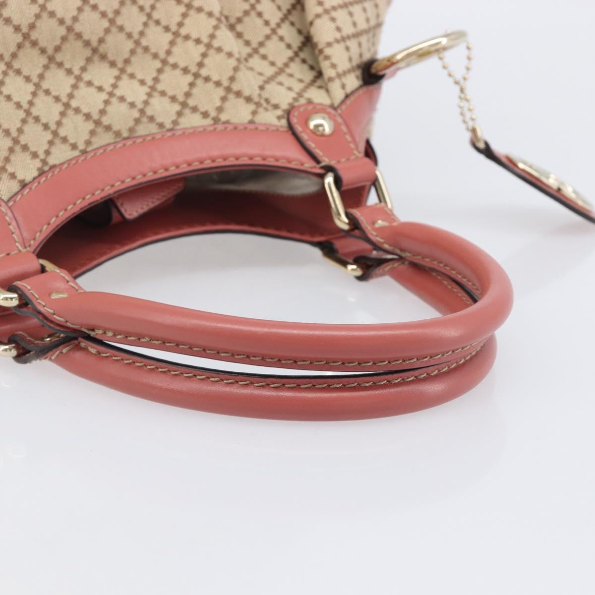 GUCCI Diamante Sukey Hand Bag Canvas Beige Gold Tone 211944 Auth 207934V