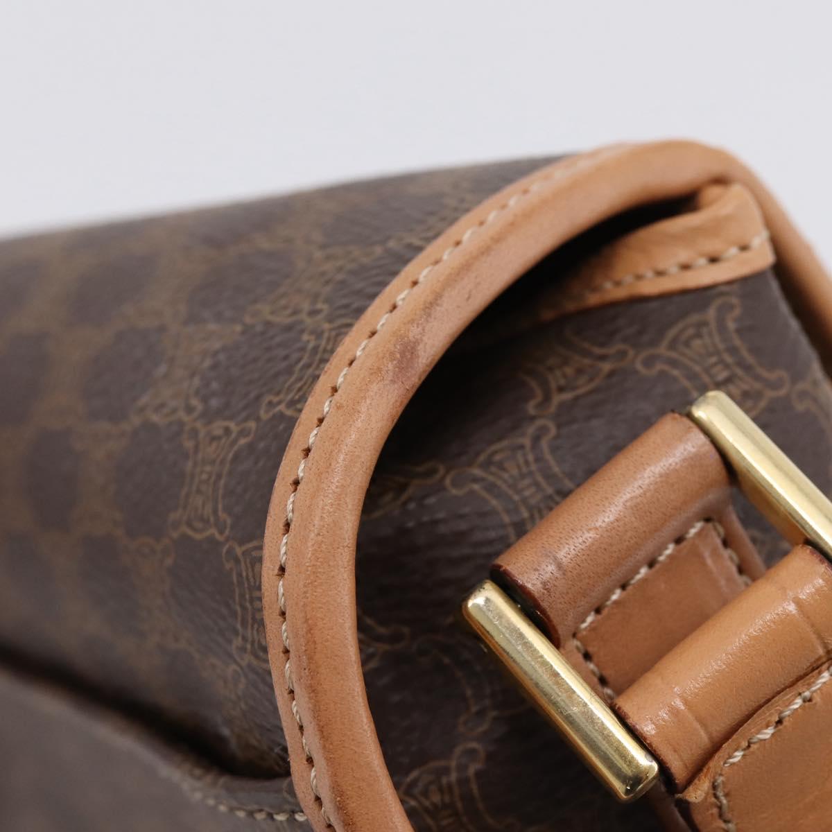 CELINE Macadam Canvas Circle Shoulder Bag PVC Leather Brown Gold Auth 207971A