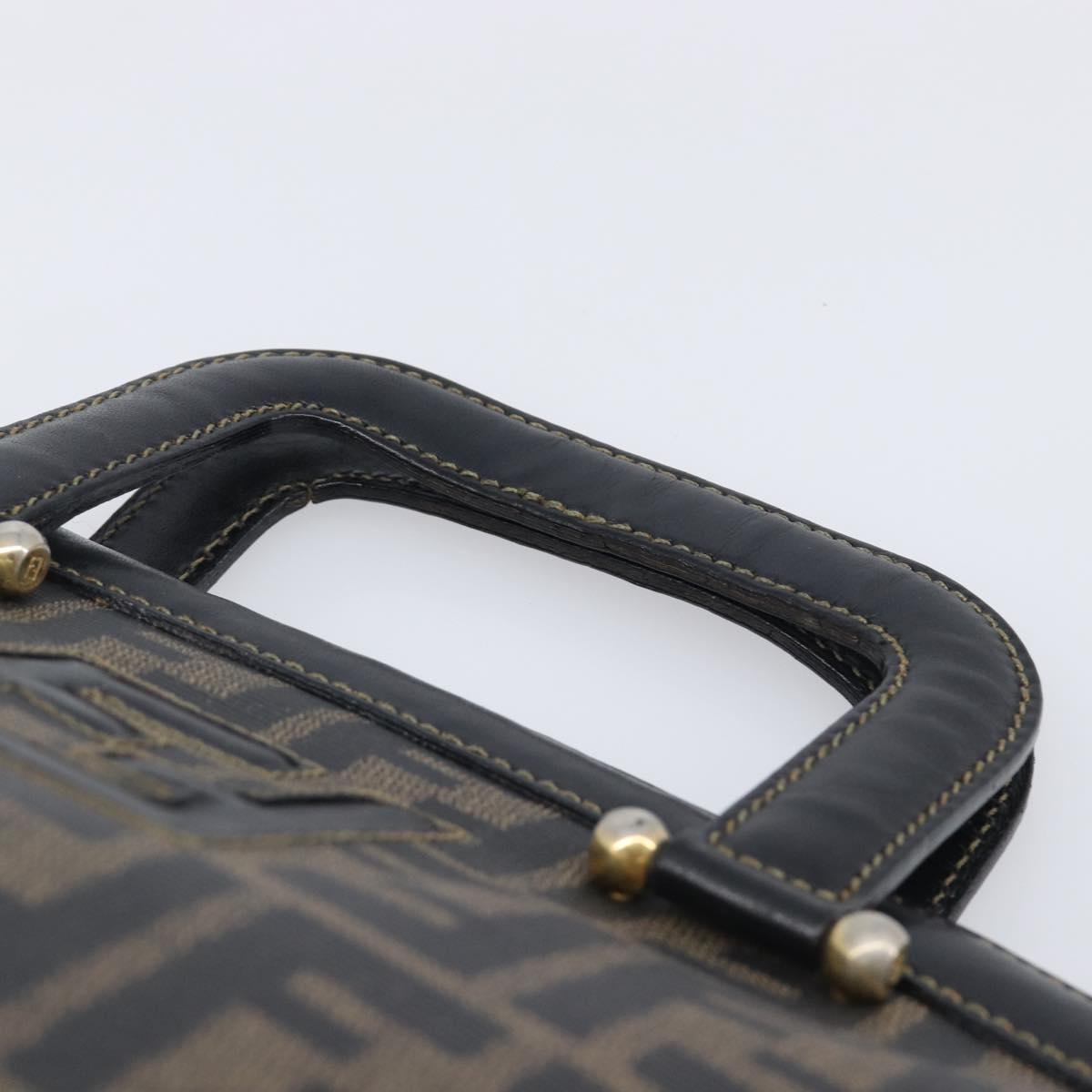 FENDI Zucca Canvas Hand Bag PVC Black Gold Auth 207972