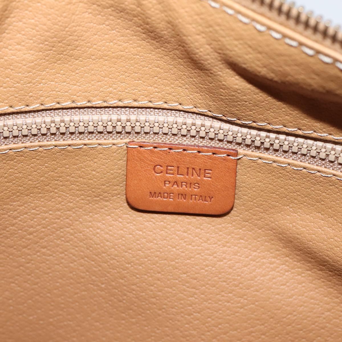 CELINE Macadam Canvas Boston Bag PVC Leather Brown Gold Auth 207973A