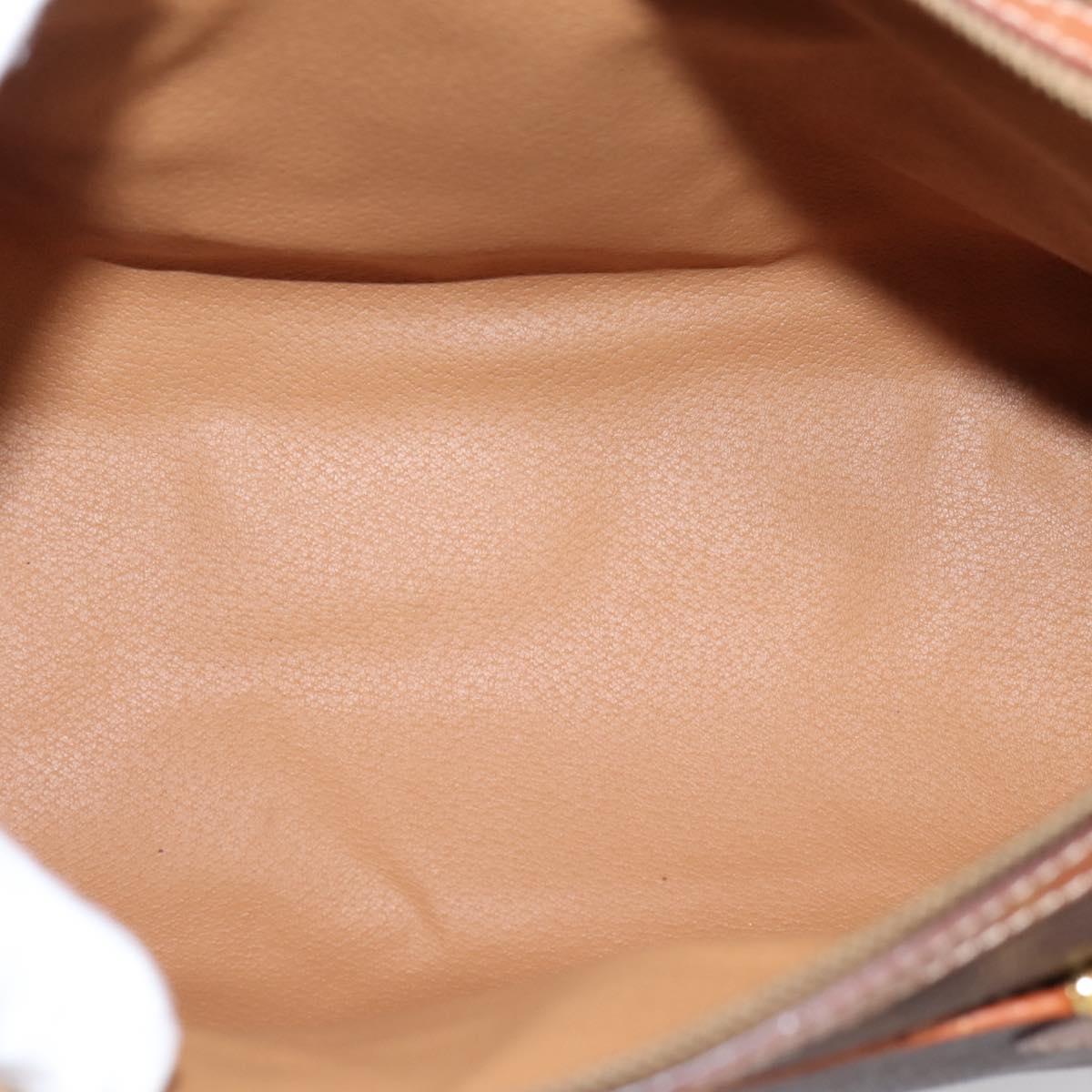 CELINE Macadam Canvas Boston Bag PVC Leather Brown Gold Auth 207973A