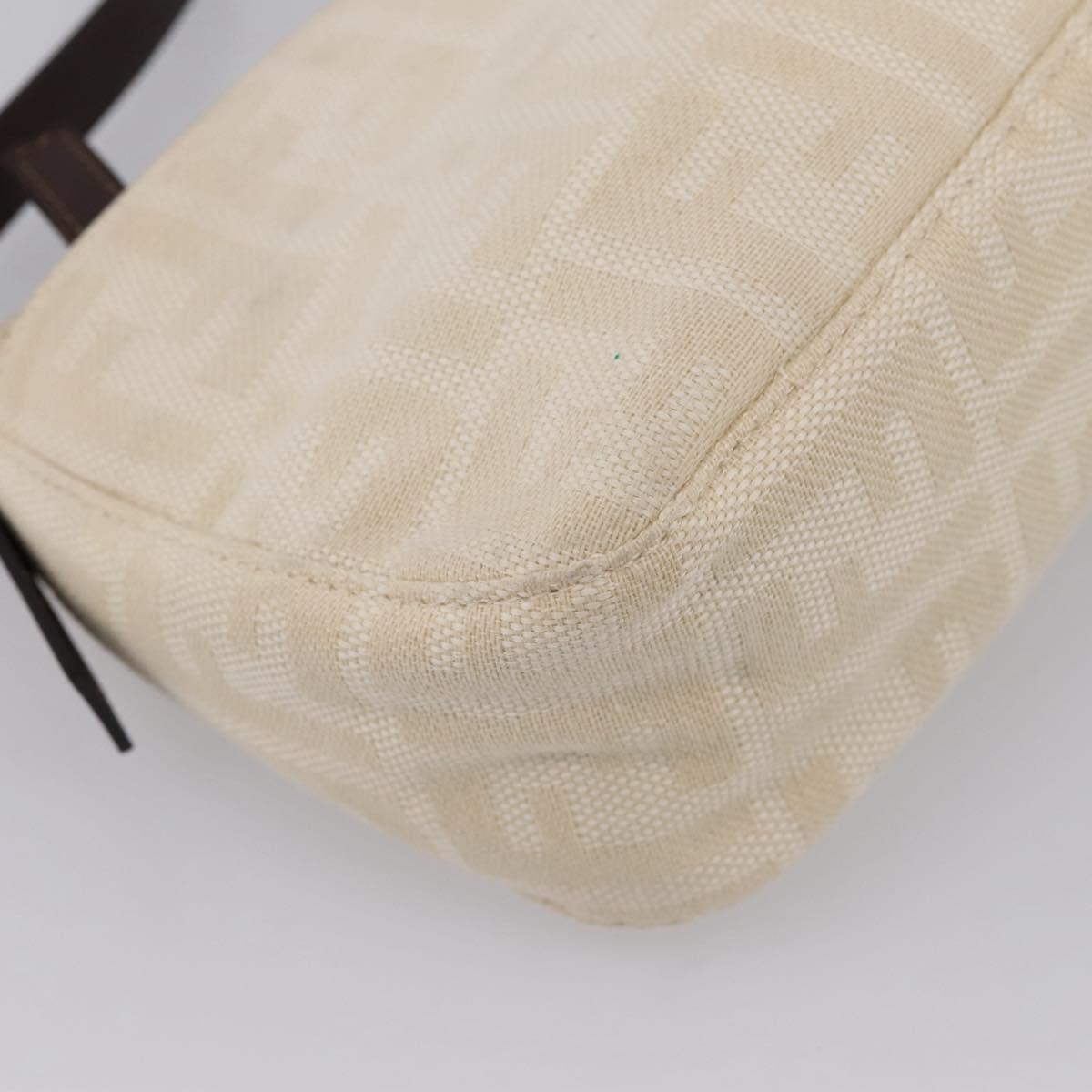 FENDI Zucca Canvas Mamma Baguette Shoulder Bag Ivory Silver Auth 207980A