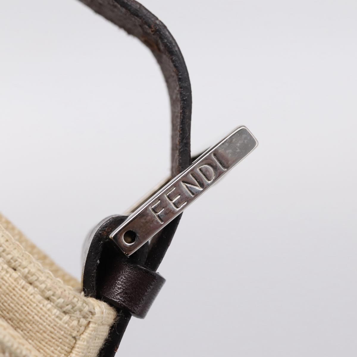 FENDI Zucca Canvas Mamma Baguette Shoulder Bag Ivory Silver Auth 207980A