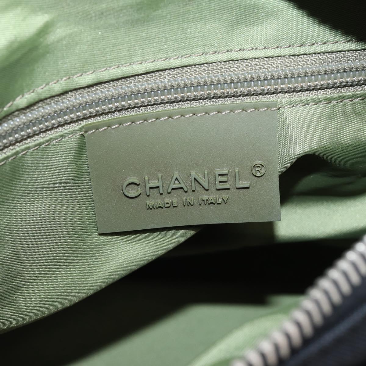 CHANEL Sports Line Shoulder Bag Canvas Black Silver CC Auth 207983