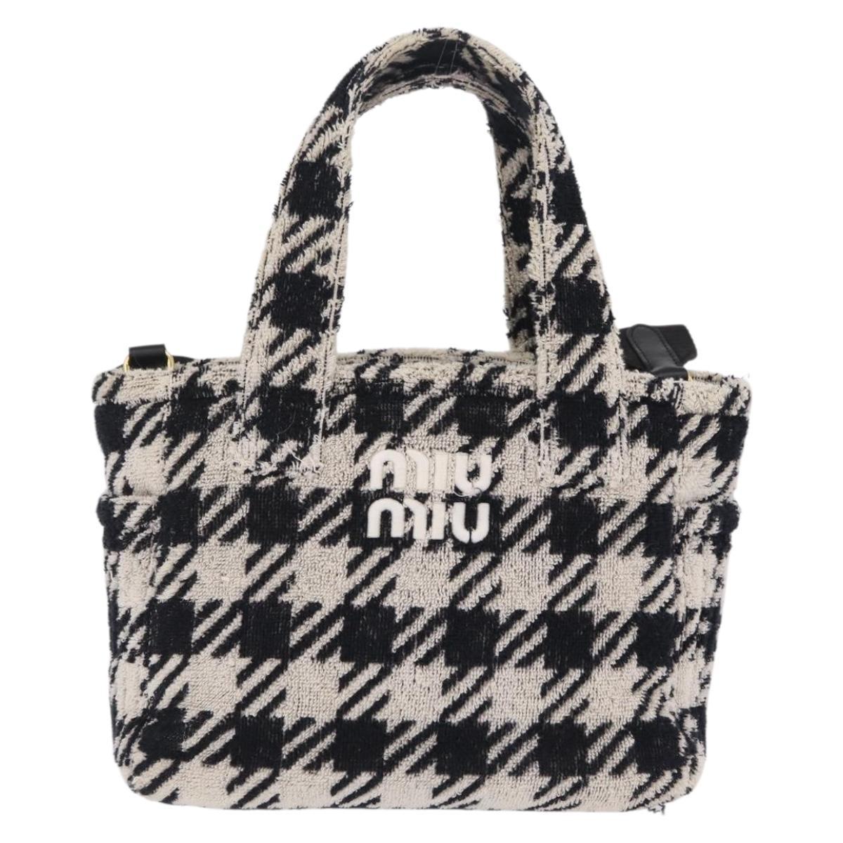 Miu Miu Hand Bag Pile 2way Black Gold Auth 207984A