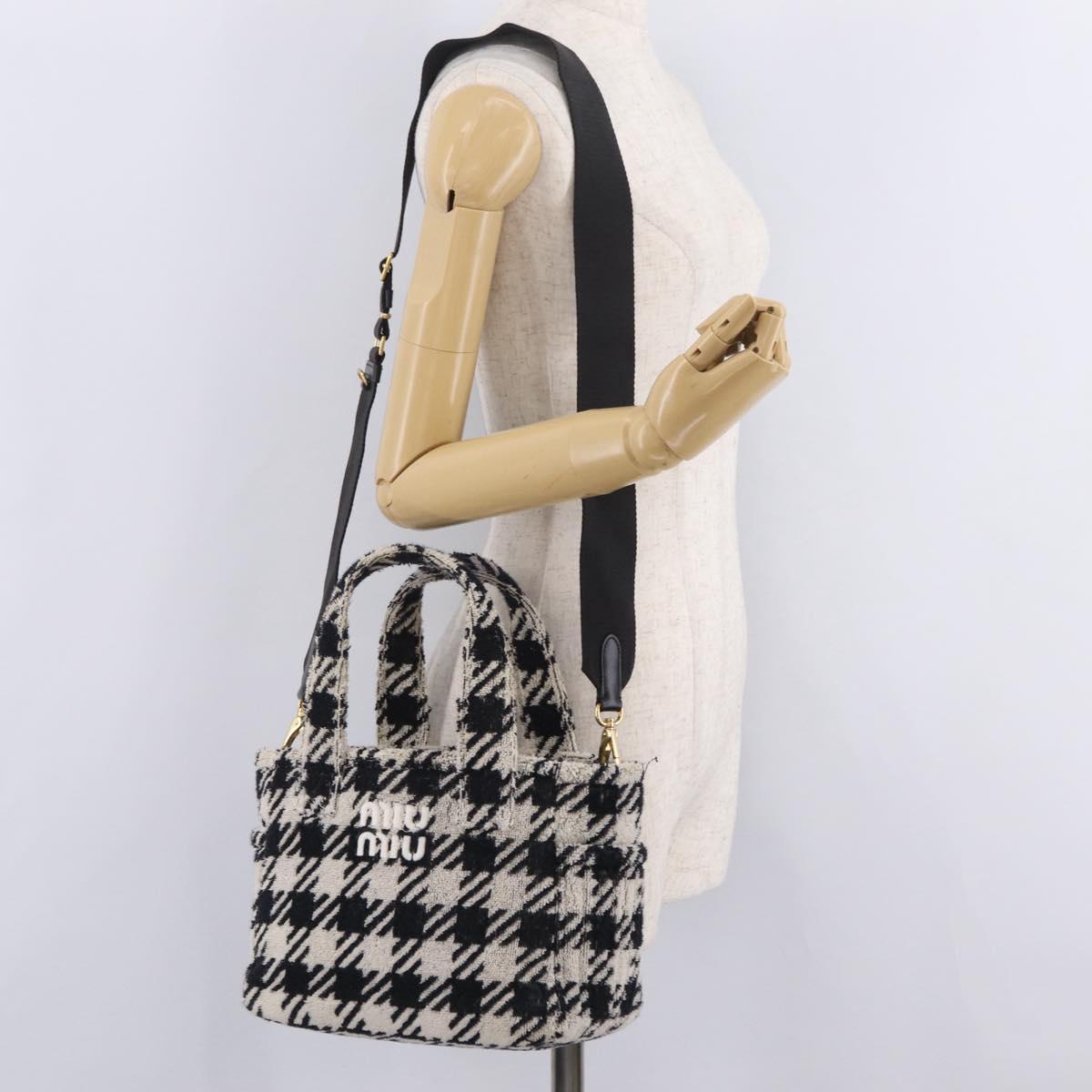 Miu Miu Hand Bag Pile 2way Black Gold Auth 207984A