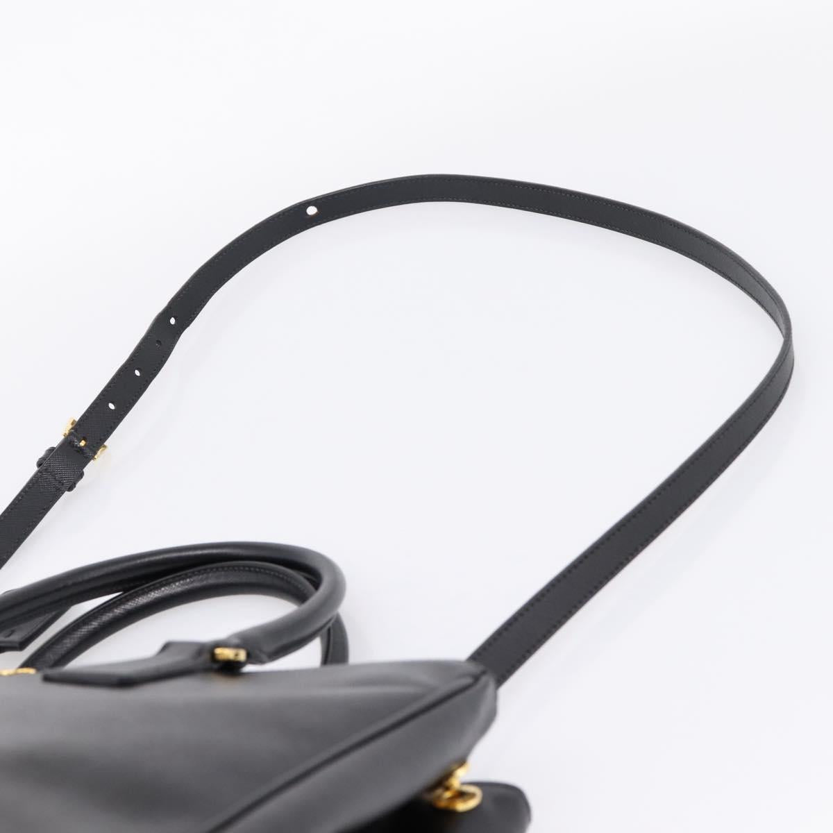 PRADA Galleria Hand Bag Saffiano leather 2way Black Gold Auth 207986V