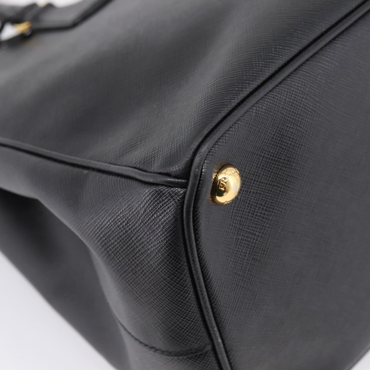 PRADA Galleria Hand Bag Saffiano leather 2way Black Gold Auth 207986V