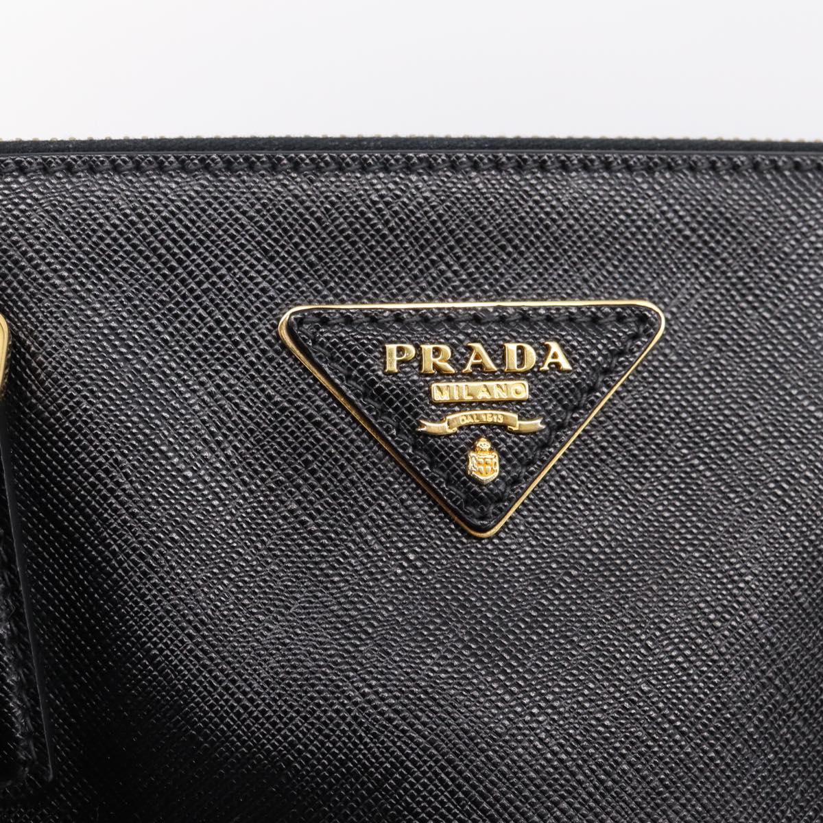 PRADA Galleria Hand Bag Saffiano leather 2way Black Gold Auth 207986V
