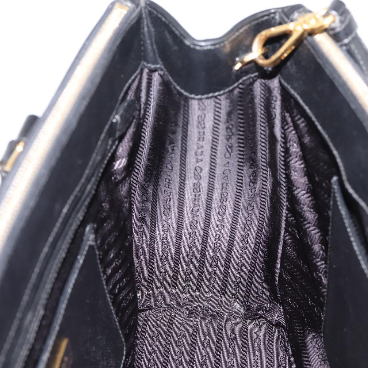 PRADA Galleria Hand Bag Saffiano leather 2way Black Gold Auth 207986V