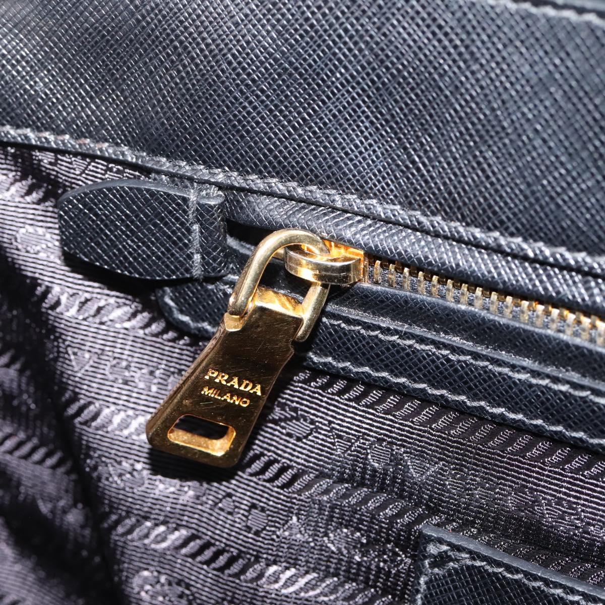 PRADA Galleria Hand Bag Saffiano leather 2way Black Gold Auth 207986V