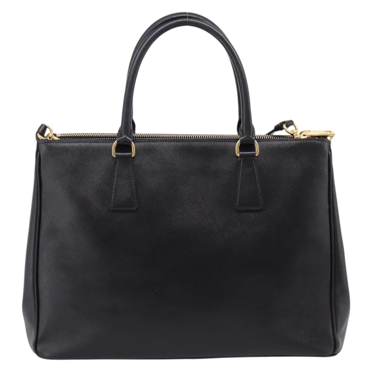 PRADA Galleria Hand Bag Saffiano leather 2way Black Gold Auth 207986V