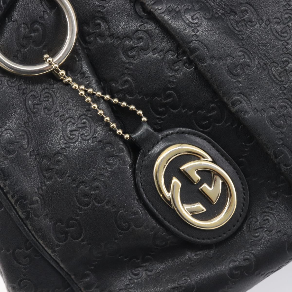 GUCCI GG Canvas Guccissima Sukey Tote Bag Leather Black Gold 211944 Auth 207988