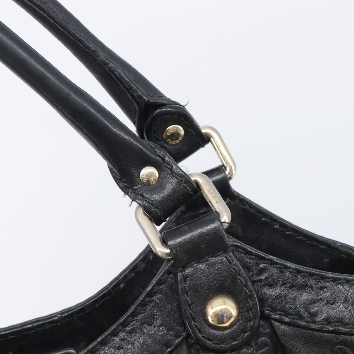 GUCCI GG Canvas Guccissima Sukey Tote Bag Leather Black Gold 211944 Auth 207988