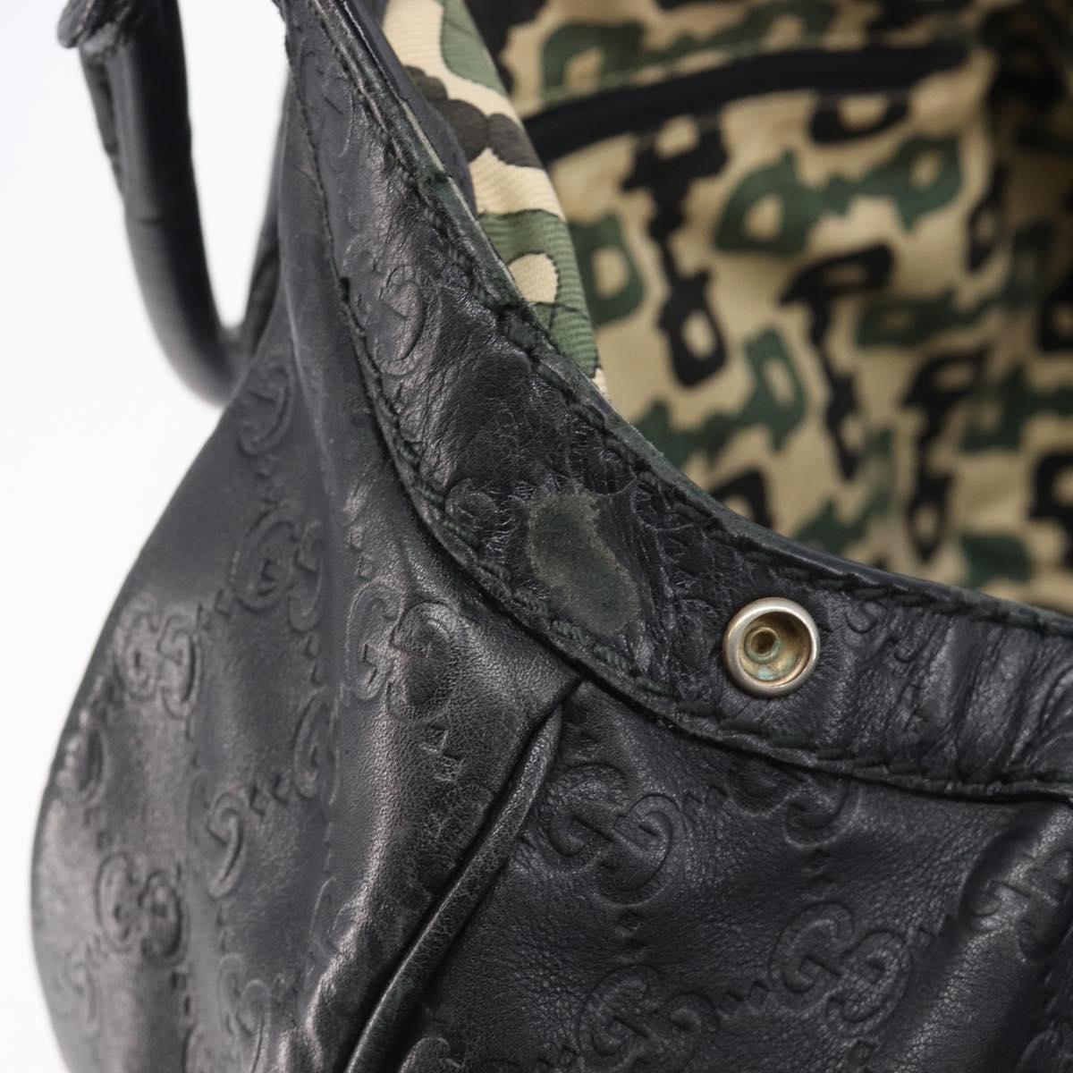 GUCCI GG Canvas Guccissima Sukey Tote Bag Leather Black Gold 211944 Auth 207988