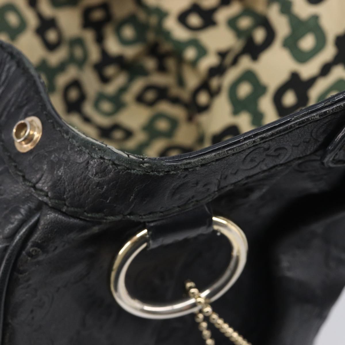 GUCCI GG Canvas Guccissima Sukey Tote Bag Leather Black Gold 211944 Auth 207988