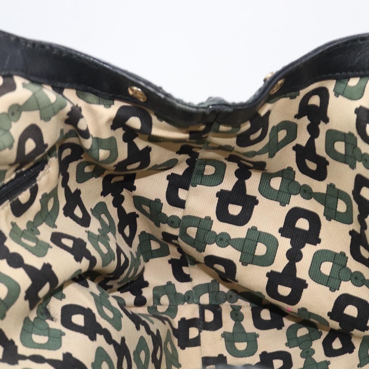 GUCCI GG Canvas Guccissima Sukey Tote Bag Leather Black Gold 211944 Auth 207988
