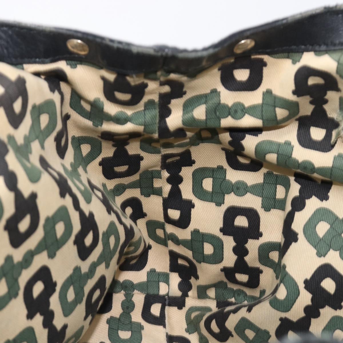 GUCCI GG Canvas Guccissima Sukey Tote Bag Leather Black Gold 211944 Auth 207988