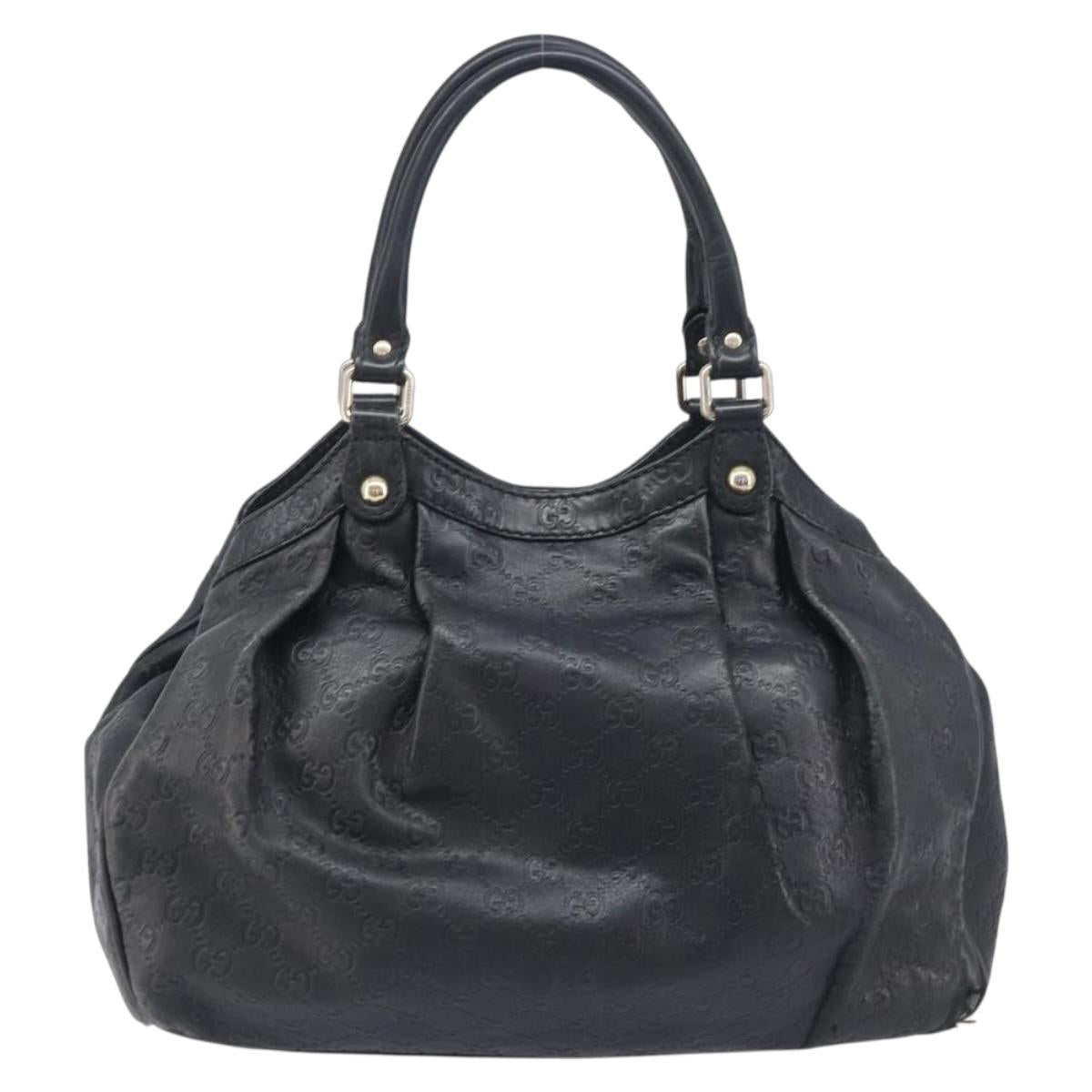 GUCCI GG Canvas Guccissima Sukey Tote Bag Leather Black Gold 211944 Auth 207988