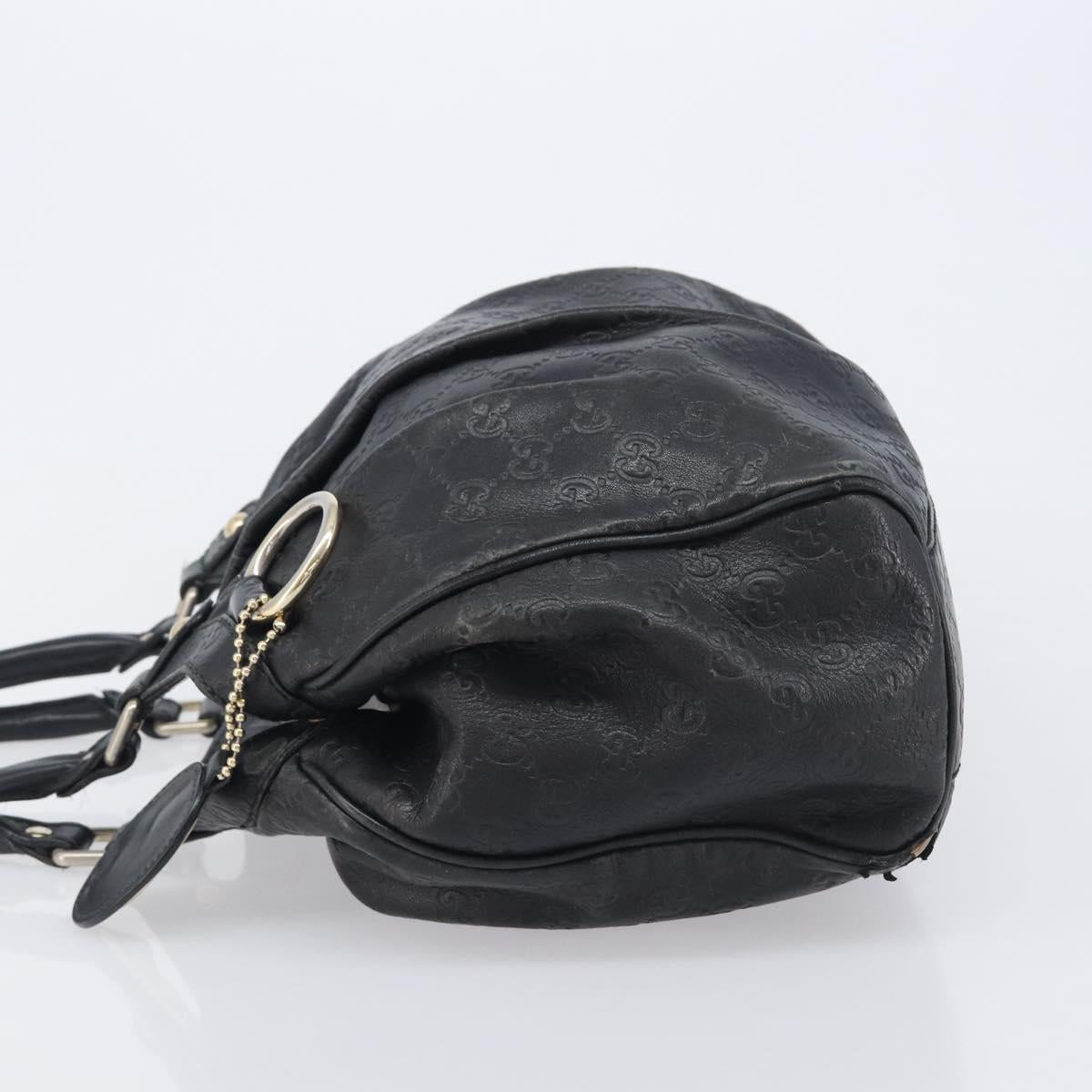 GUCCI GG Canvas Guccissima Sukey Tote Bag Leather Black Gold 211944 Auth 207988