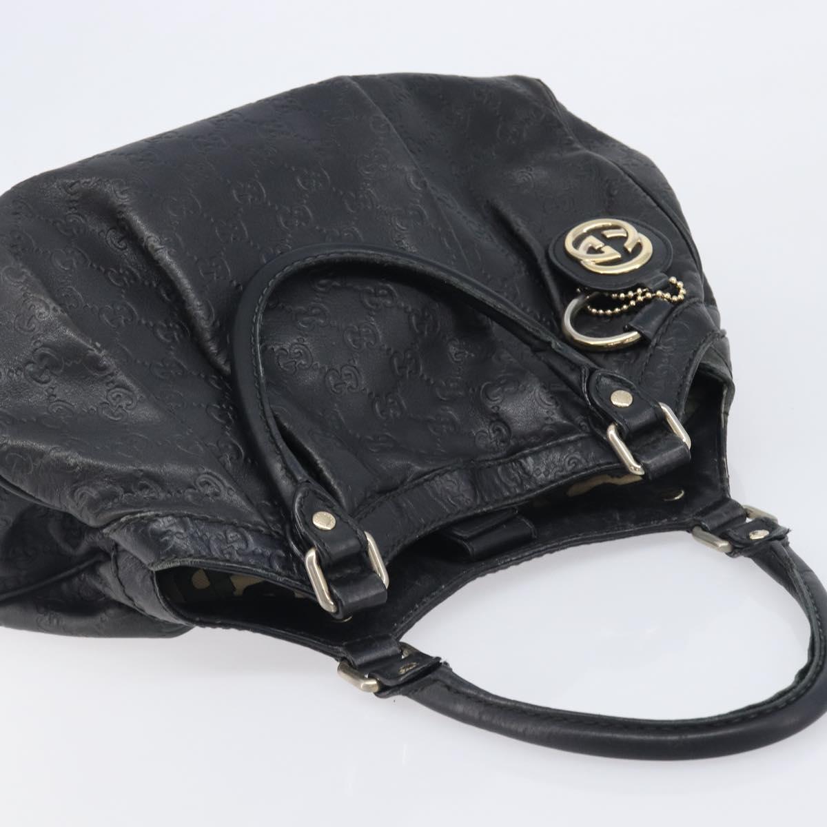 GUCCI GG Canvas Guccissima Sukey Tote Bag Leather Black Gold 211944 Auth 207988