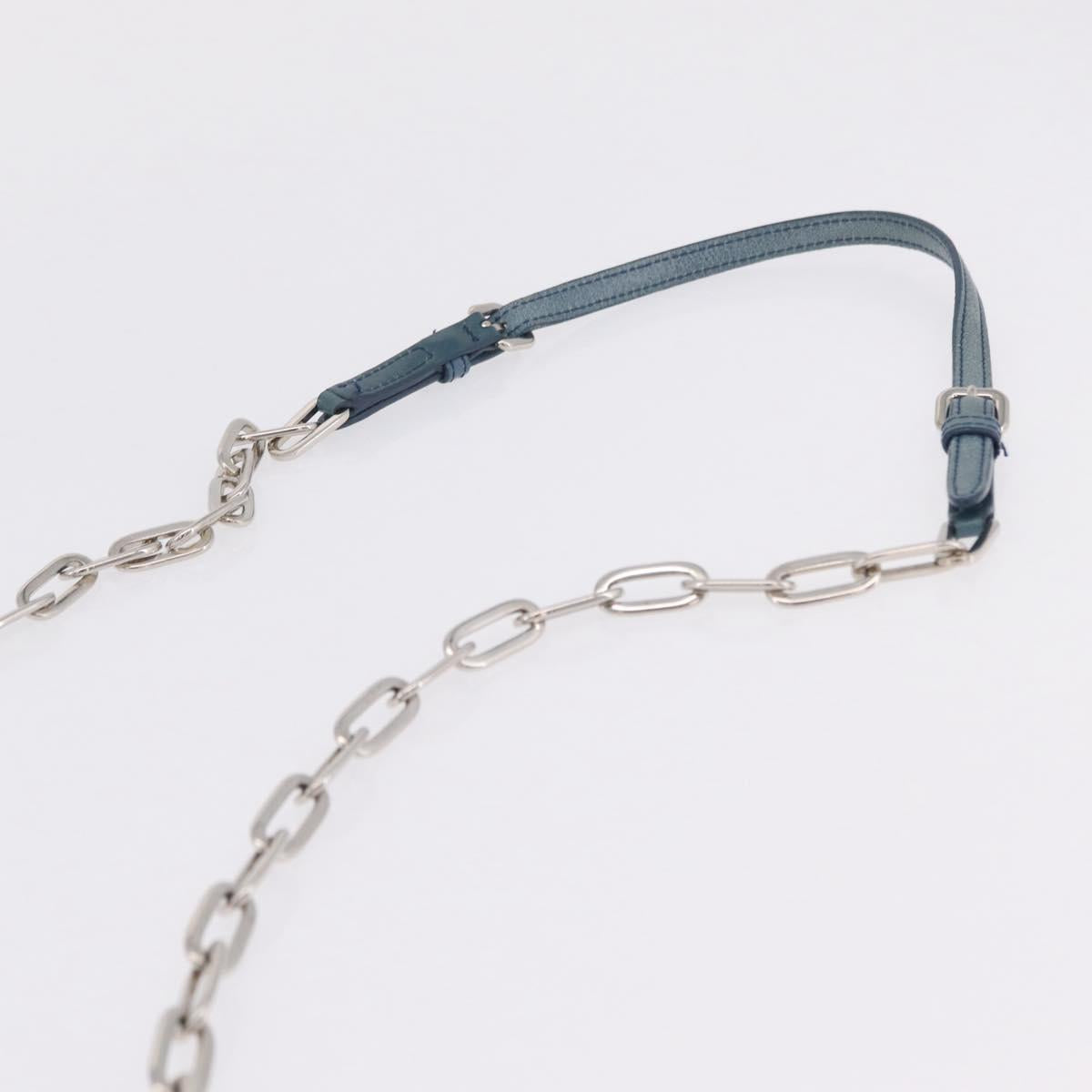 Miu Miu Matelasse Chain Shoulder Bag Vitellolux Blue Silver Auth 207991A
