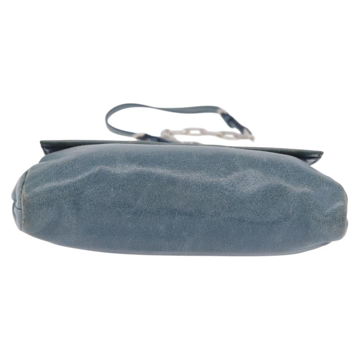 Miu Miu Matelasse Chain Shoulder Bag Vitellolux Blue Silver Auth 207991A