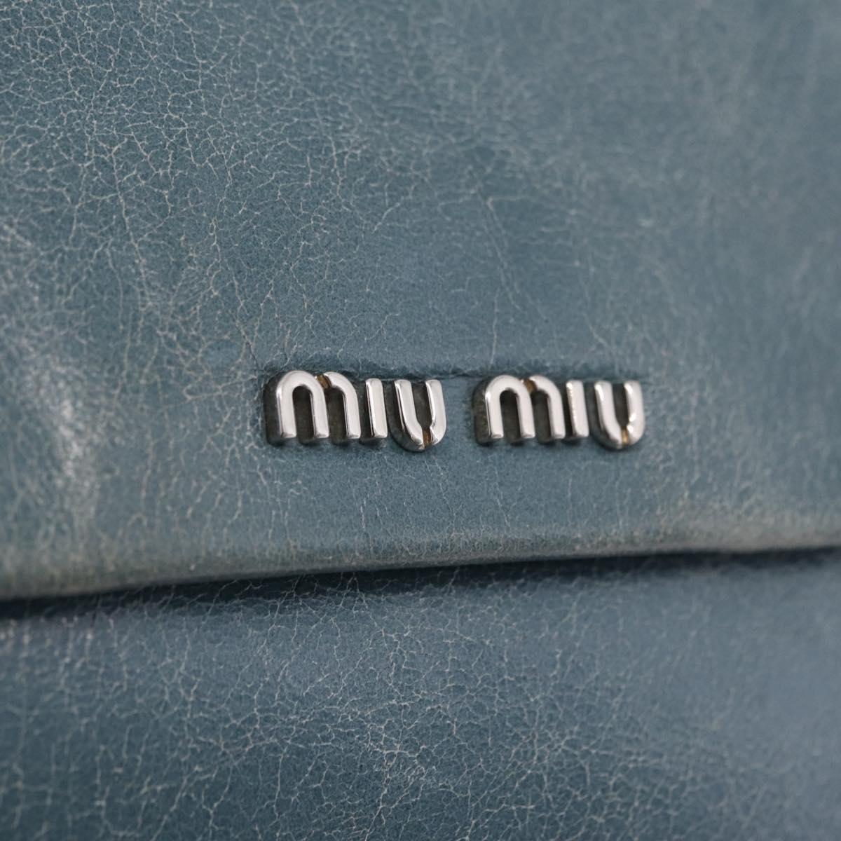 Miu Miu Matelasse Chain Shoulder Bag Vitellolux Blue Silver Auth 207991A