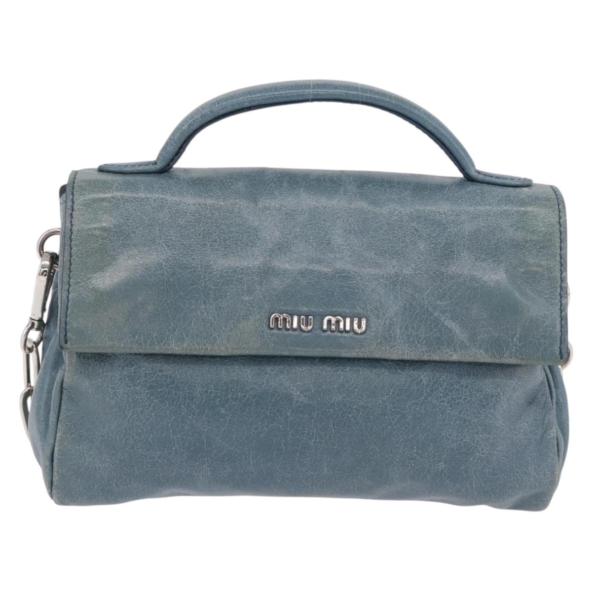Miu Miu Matelasse Chain Shoulder Bag Vitellolux Blue Silver Auth 207991A