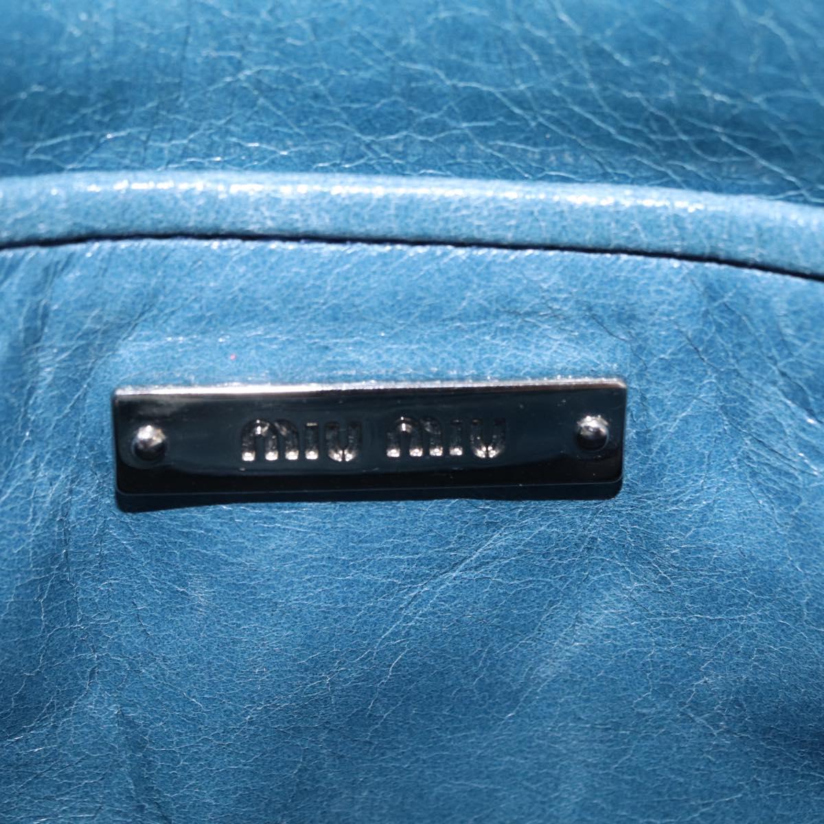 Miu Miu Matelasse Chain Shoulder Bag Vitellolux Blue Silver Auth 207991A