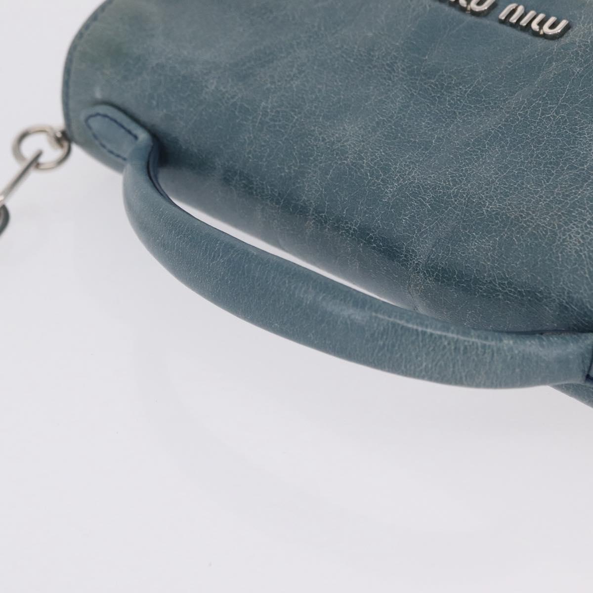 Miu Miu Matelasse Chain Shoulder Bag Vitellolux Blue Silver Auth 207991A