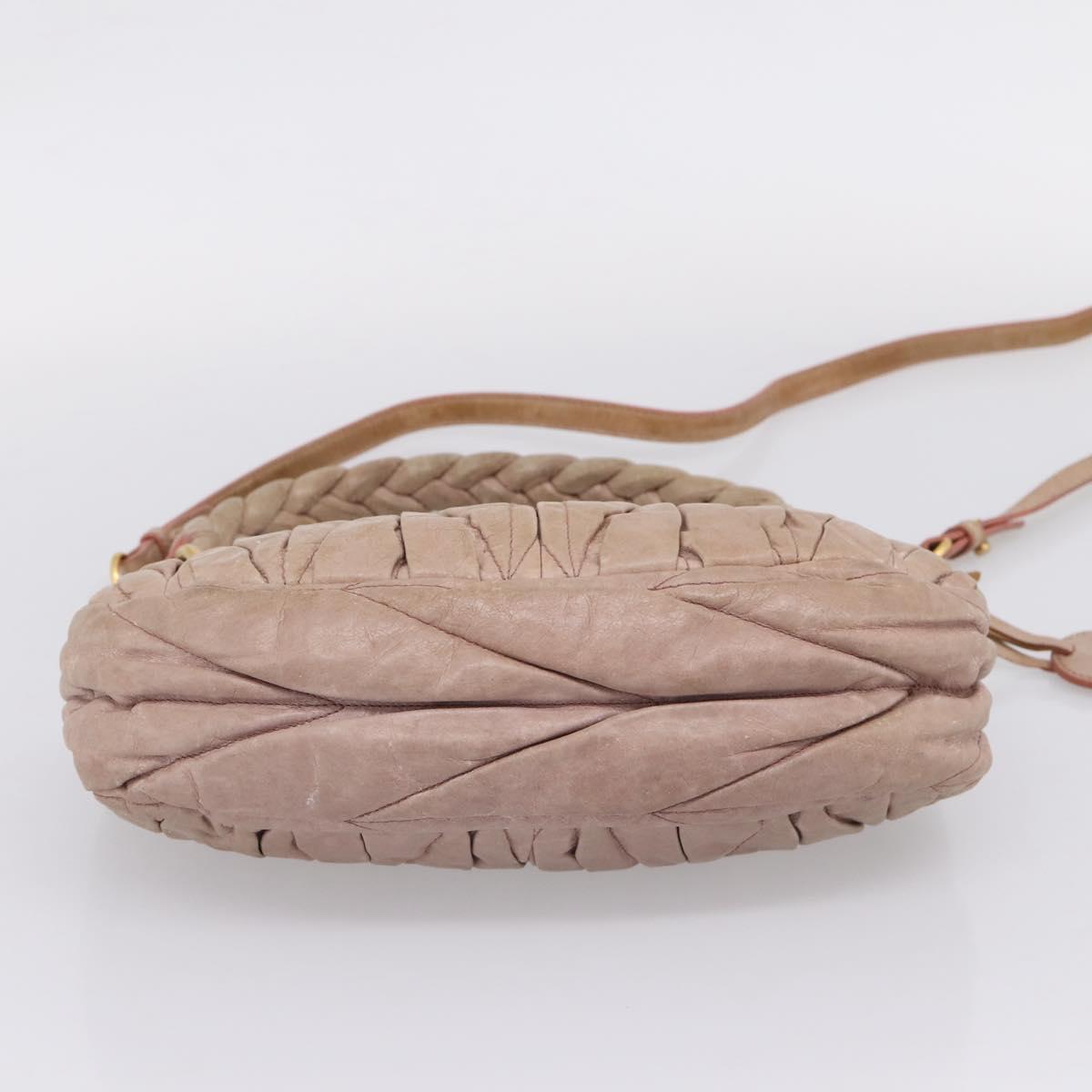 Miu Miu Hand Bag Vitellolux 2way Pink Gold Auth 207996
