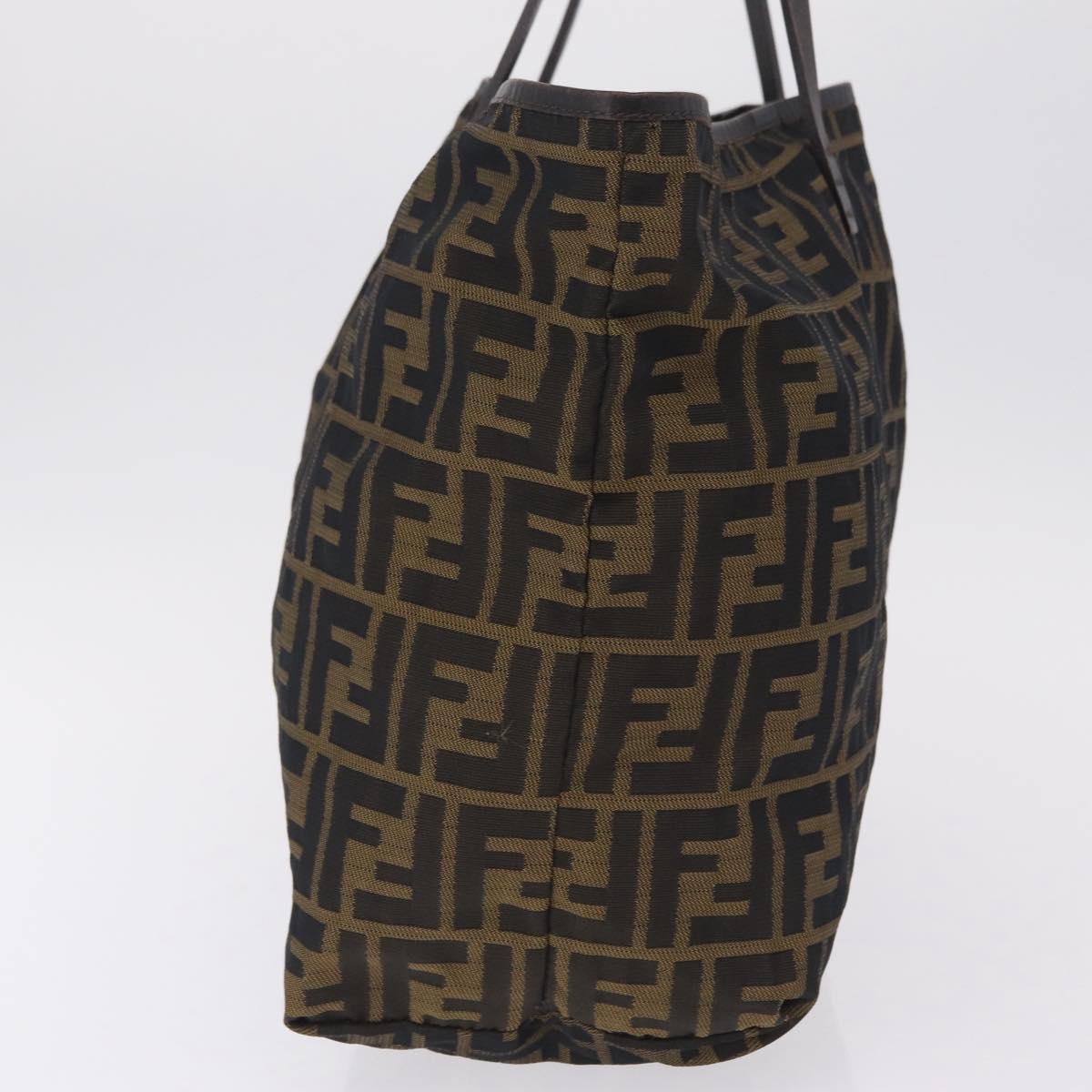 FENDI Zucca Canvas Tote Bag Brown Black Auth 207997