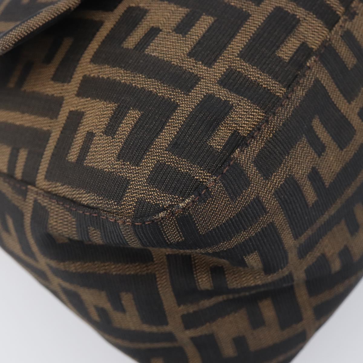 FENDI Zucca Canvas Mamma Baguette Shoulder Bag Brown Black Auth 207999A