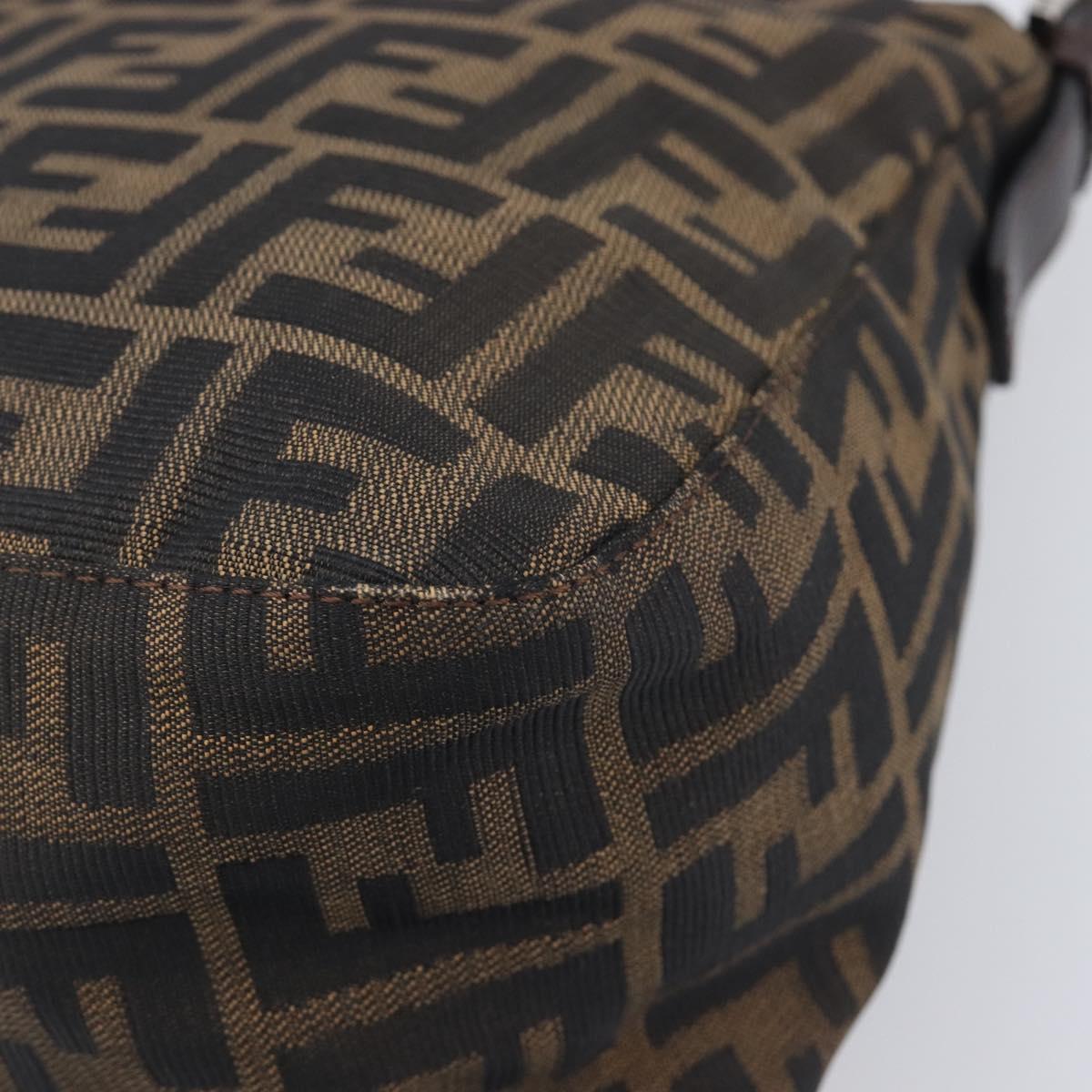 FENDI Zucca Canvas Mamma Baguette Shoulder Bag Brown Black Auth 207999A