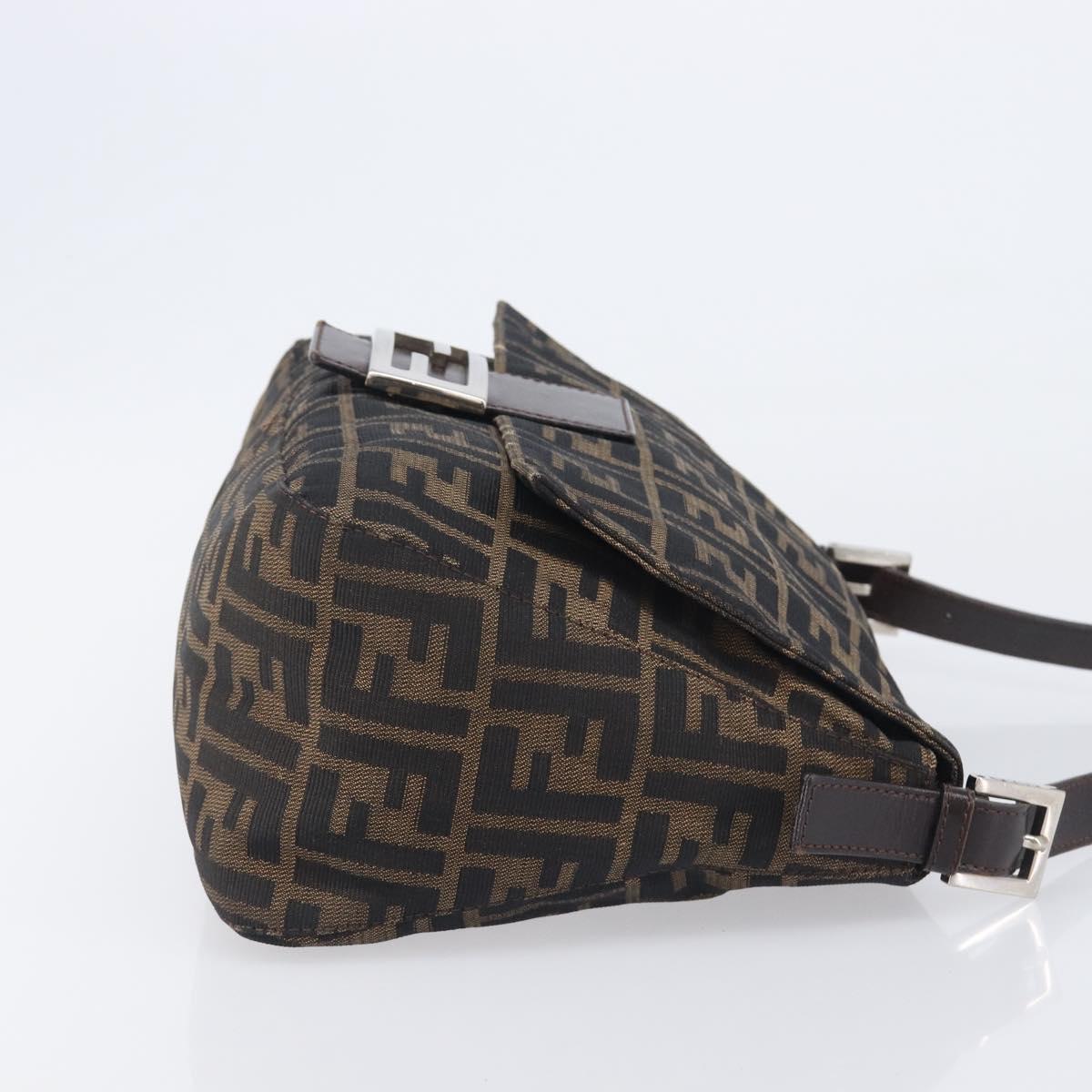 FENDI Zucca Canvas Mamma Baguette Shoulder Bag Brown Black Auth 207999A