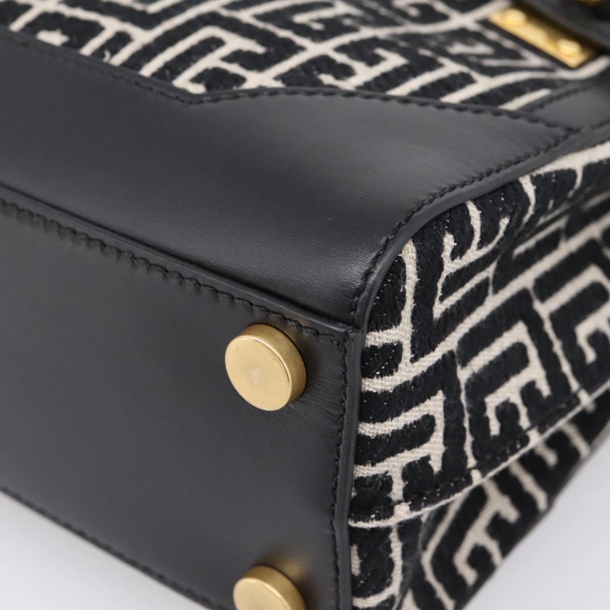 BALMAIN B-Buzz23 Hand Bag Canvas 2way Black Gold Auth 208002M