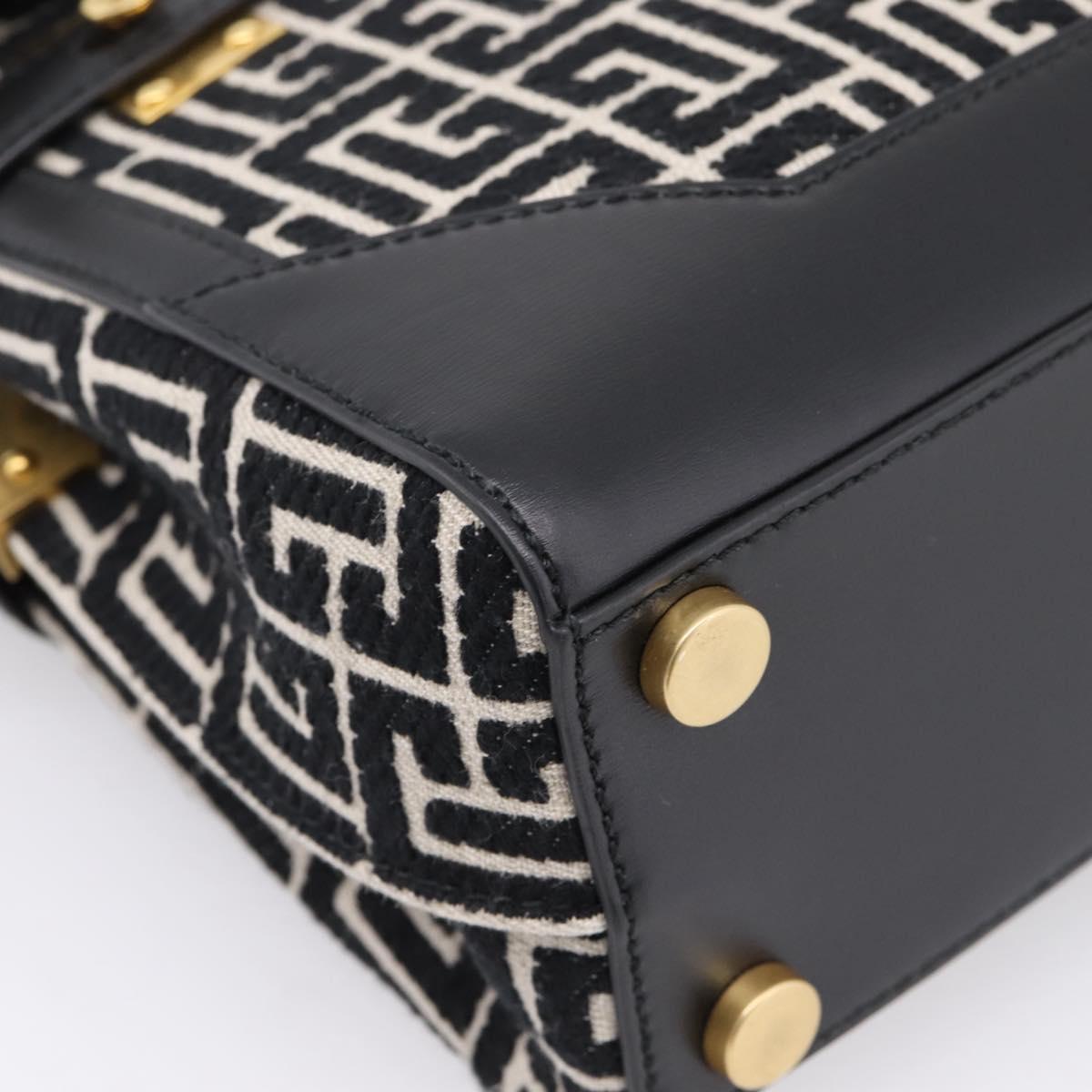 BALMAIN B-Buzz23 Hand Bag Canvas 2way Black Gold Auth 208002M