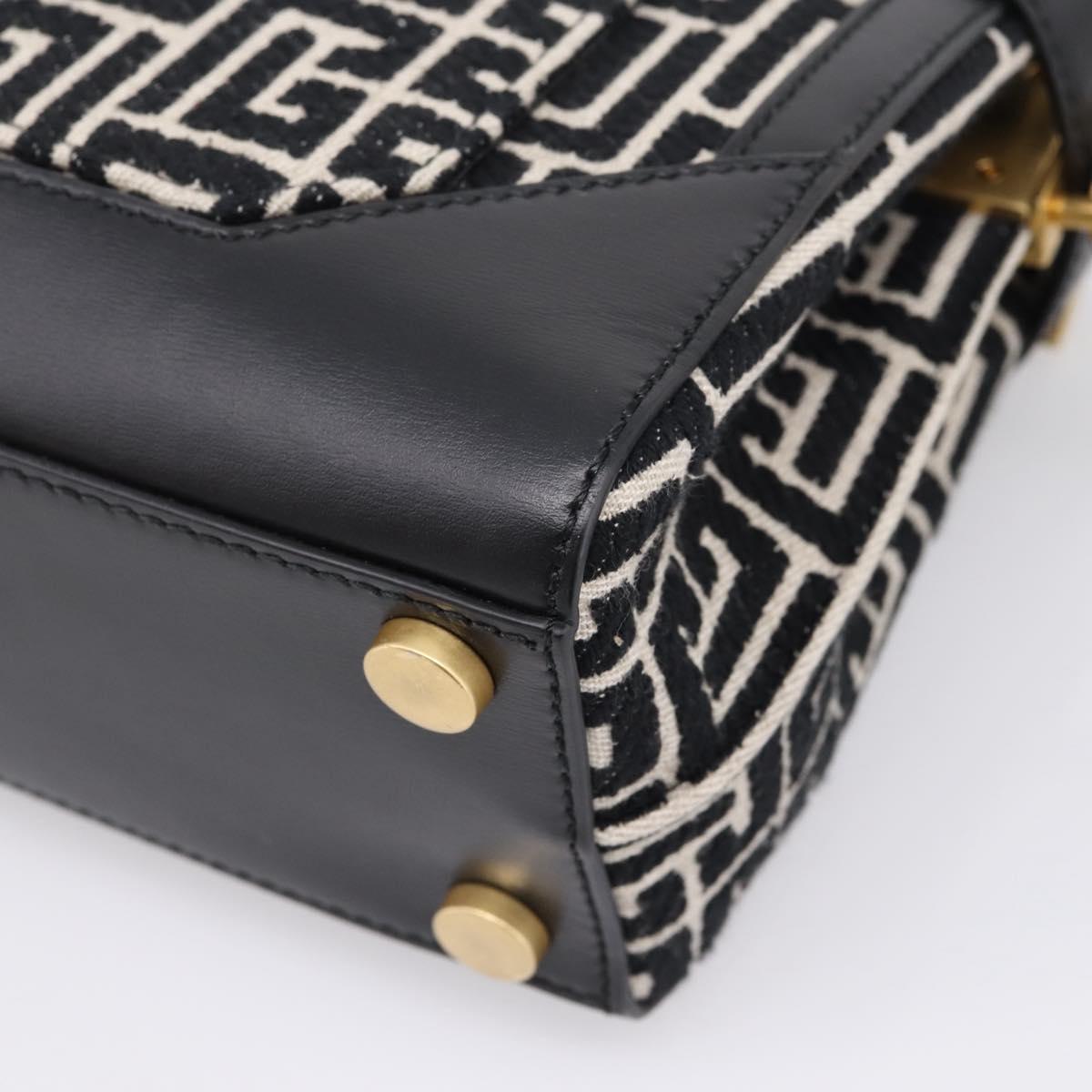 BALMAIN B-Buzz23 Hand Bag Canvas 2way Black Gold Auth 208002M