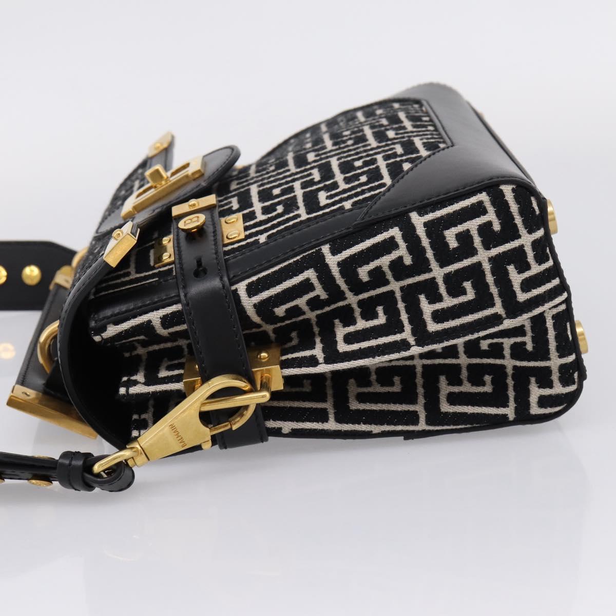 BALMAIN B-Buzz23 Hand Bag Canvas 2way Black Gold Auth 208002M