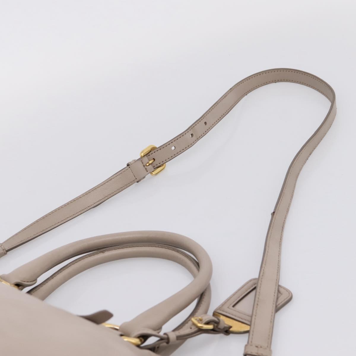 PRADA Tote Bag Leather 2way Gray Gold Auth 208003V