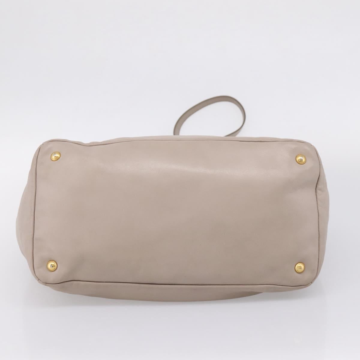 PRADA Tote Bag Leather 2way Gray Gold Auth 208003V