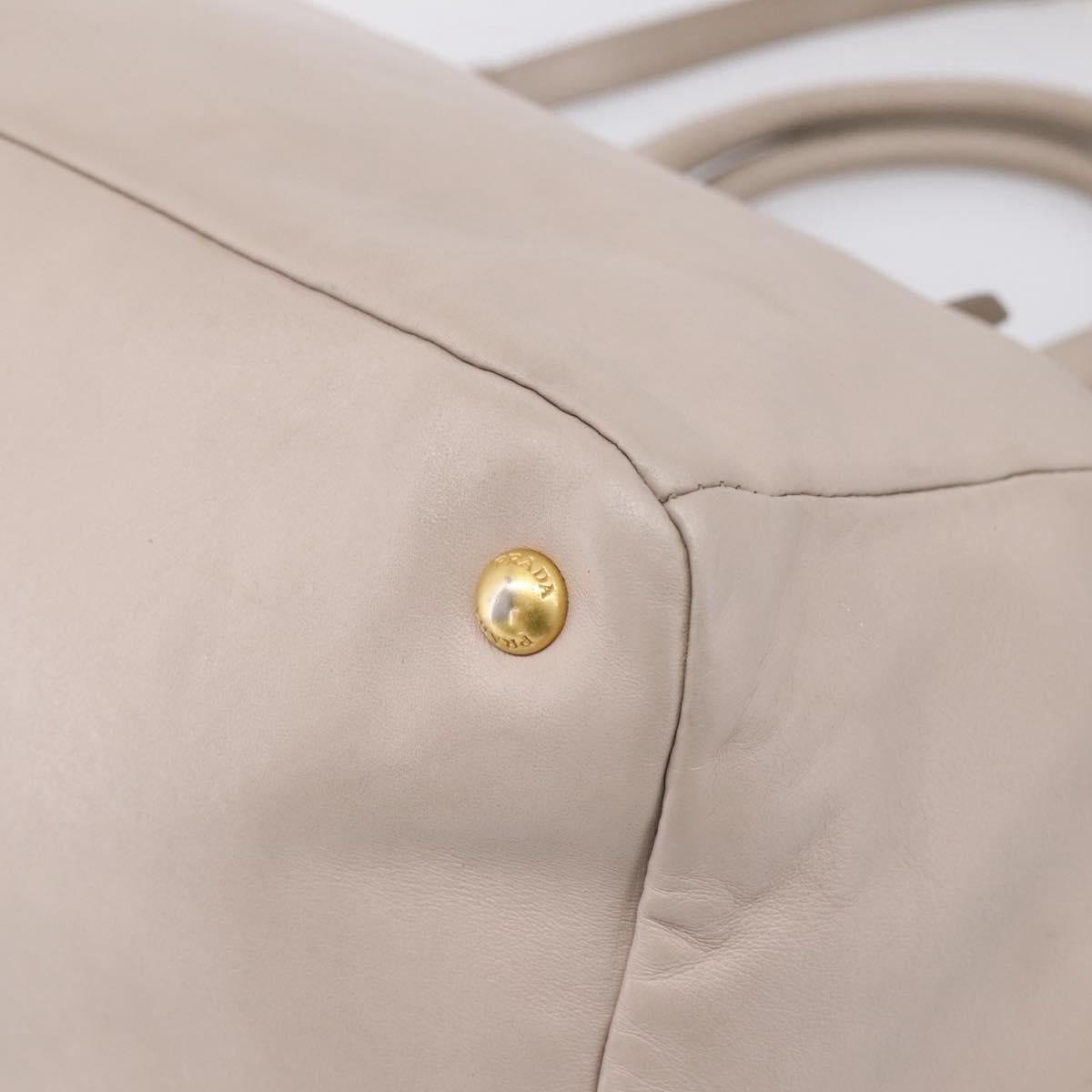 PRADA Tote Bag Leather 2way Gray Gold Auth 208003V