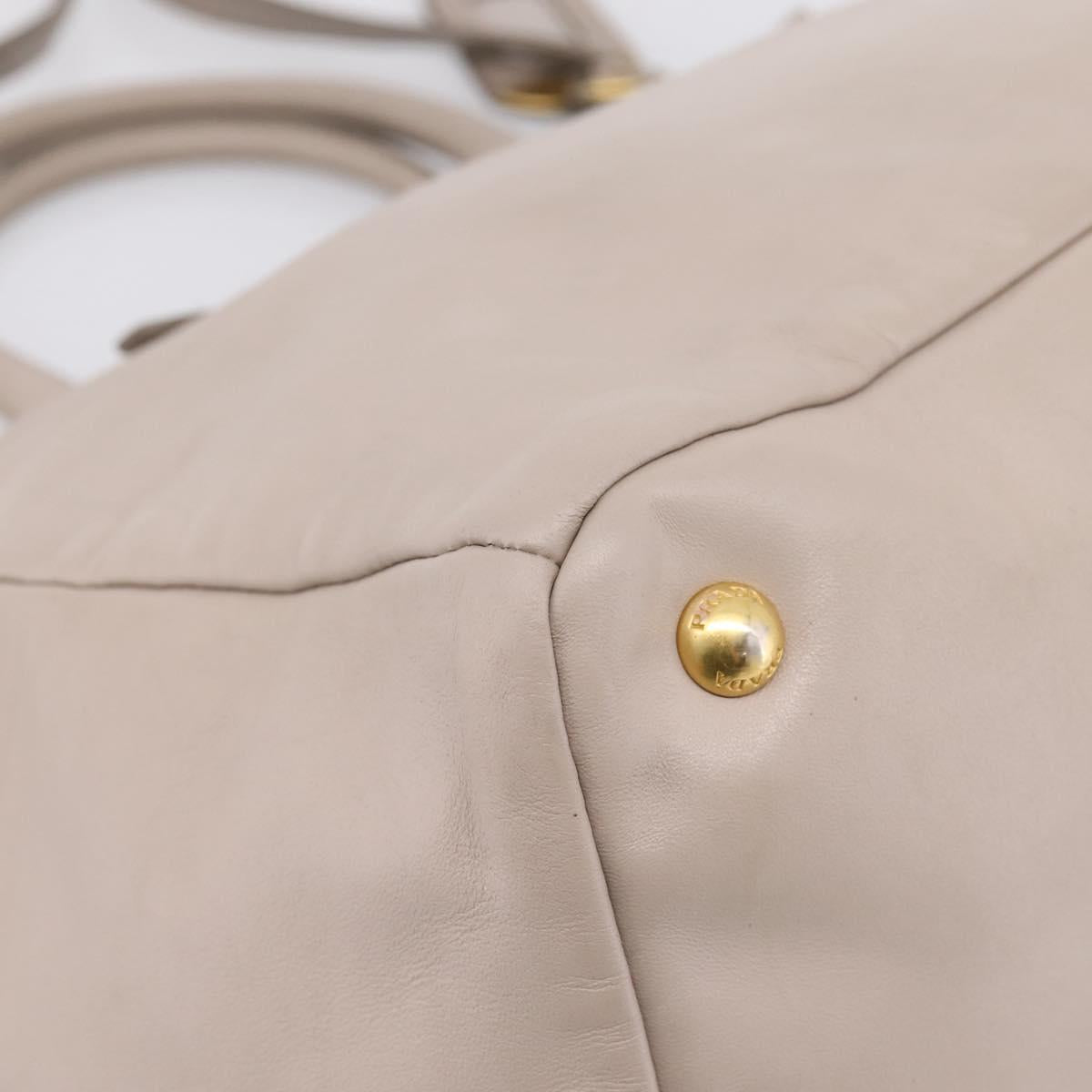 PRADA Tote Bag Leather 2way Gray Gold Auth 208003V