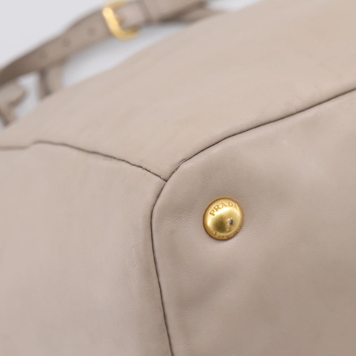 PRADA Tote Bag Leather 2way Gray Gold Auth 208003V