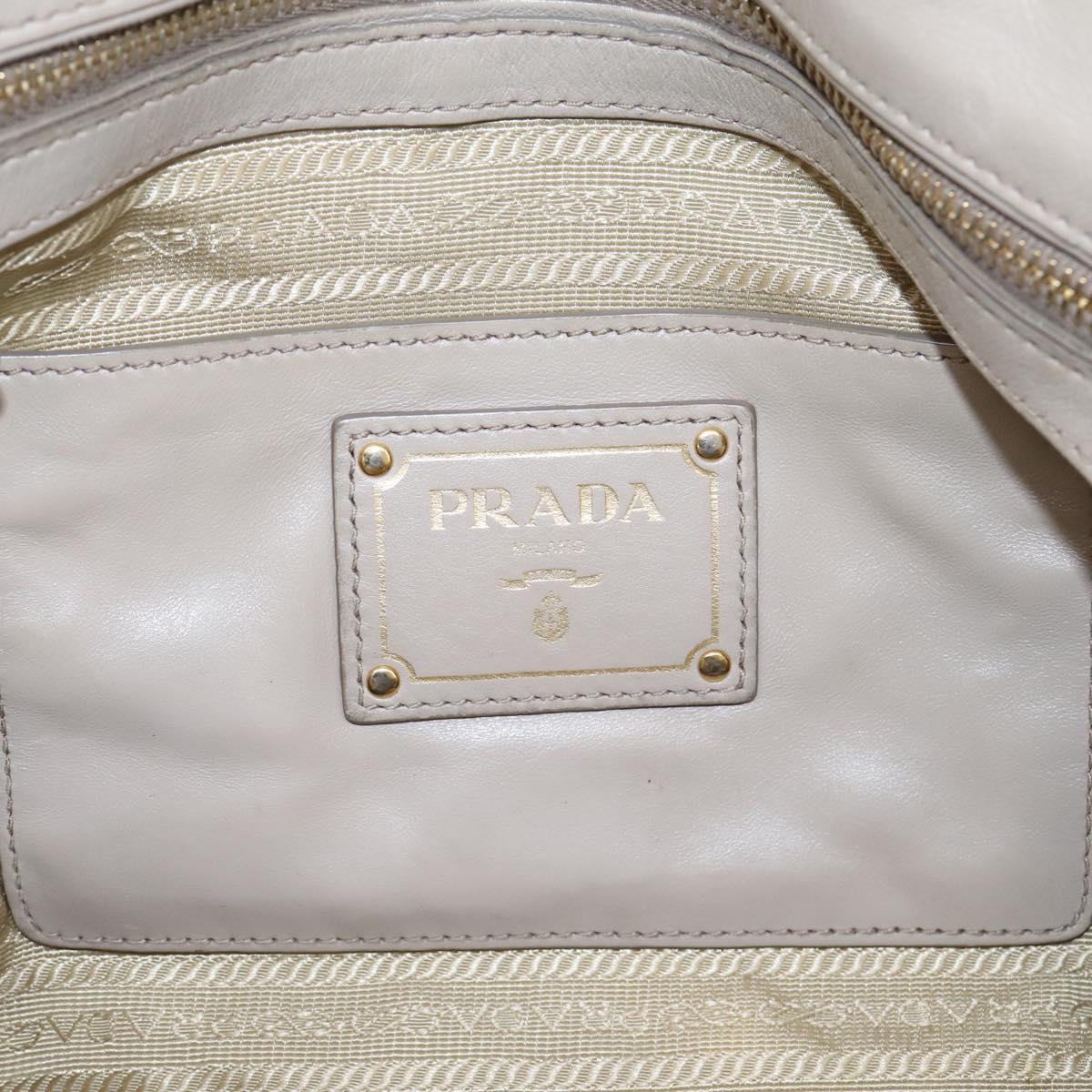 PRADA Tote Bag Leather 2way Gray Gold Auth 208003V