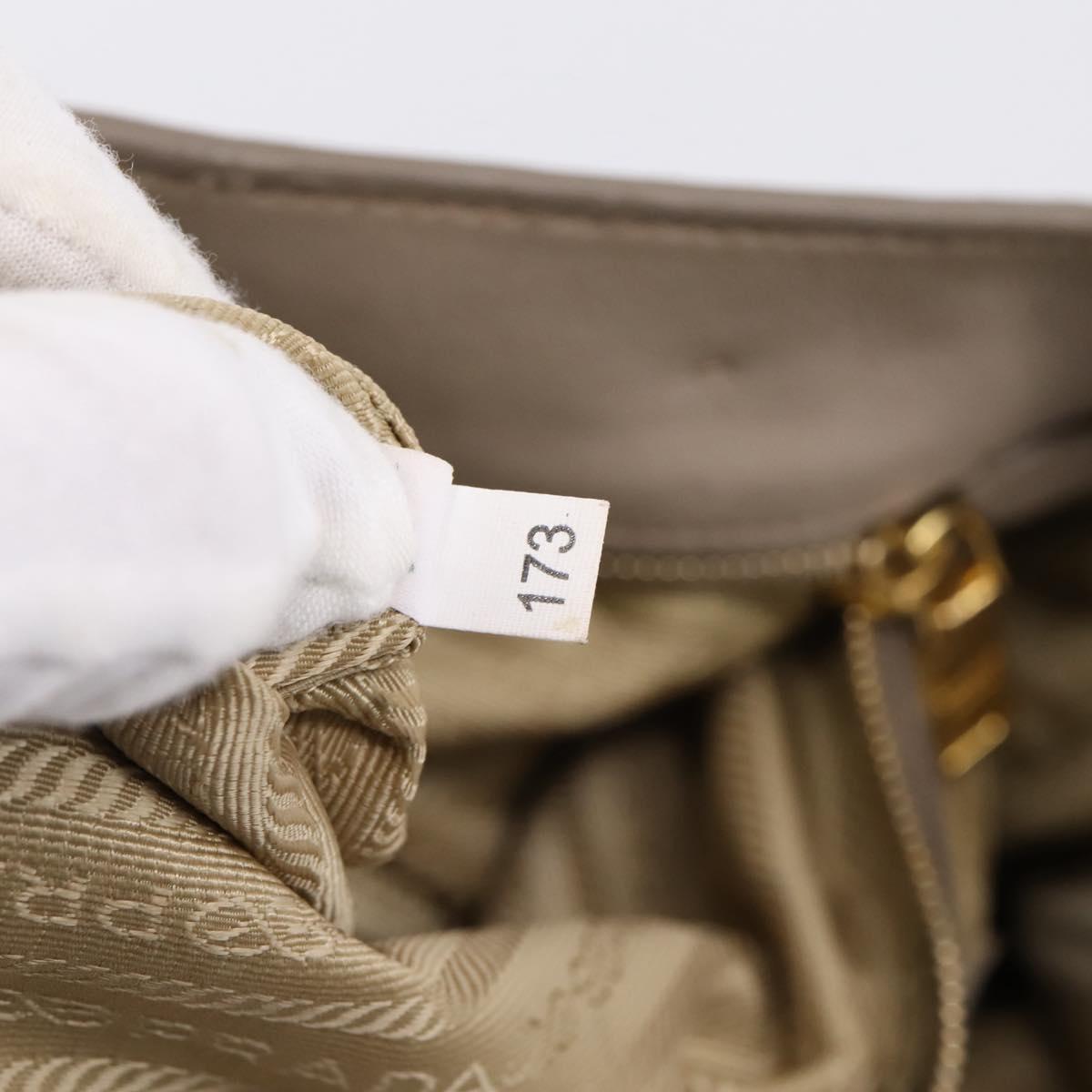 PRADA Tote Bag Leather 2way Gray Gold Auth 208003V
